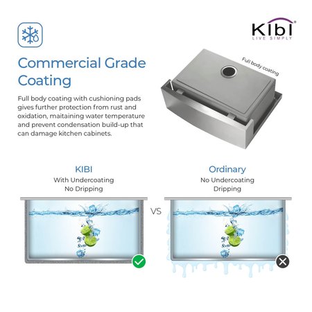 Kibi K1-SF30, Undermount, Farmhouse/Apron Mount, Satin Finish K1-SF30